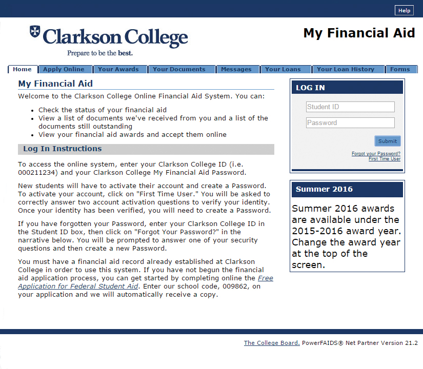 My Financial Aid screenshot